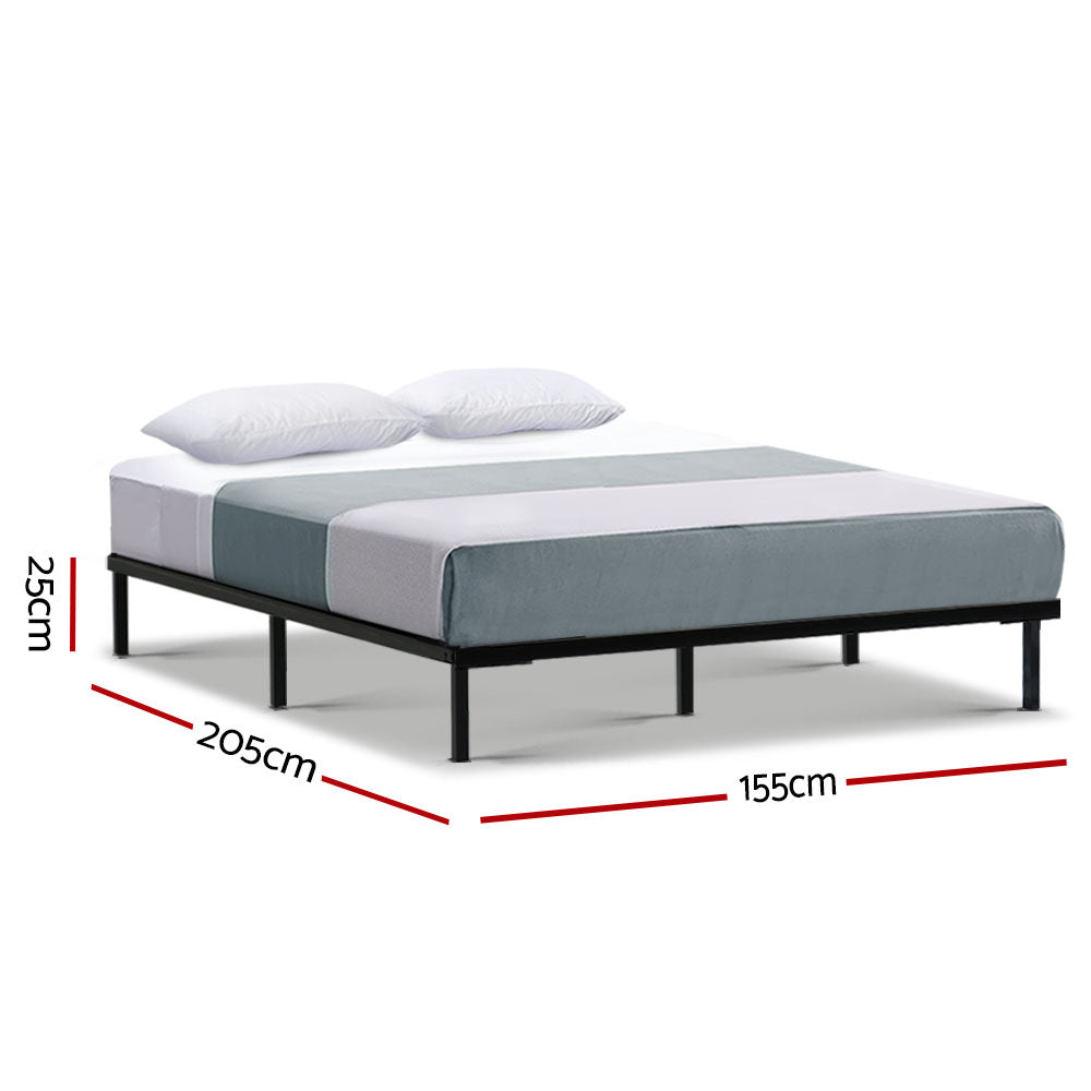 Queen Bed Frame Metal Black with Under-Bed Storage