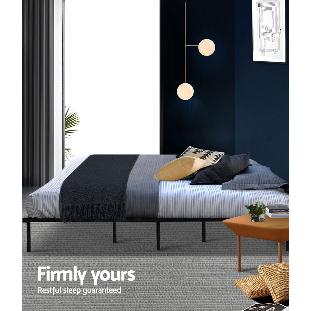 Queen Bed Frame Metal Black with Under-Bed Storage