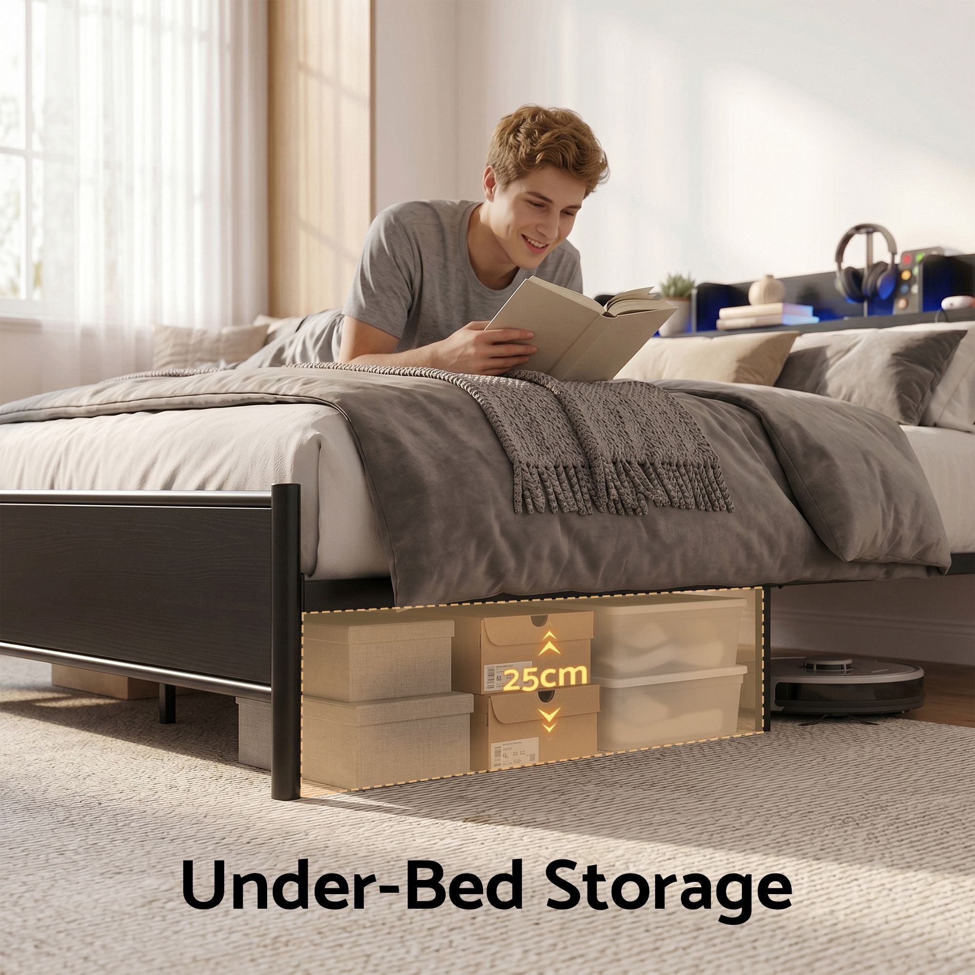Double Bed Frame LED RGB Charging Station | Simpledeals