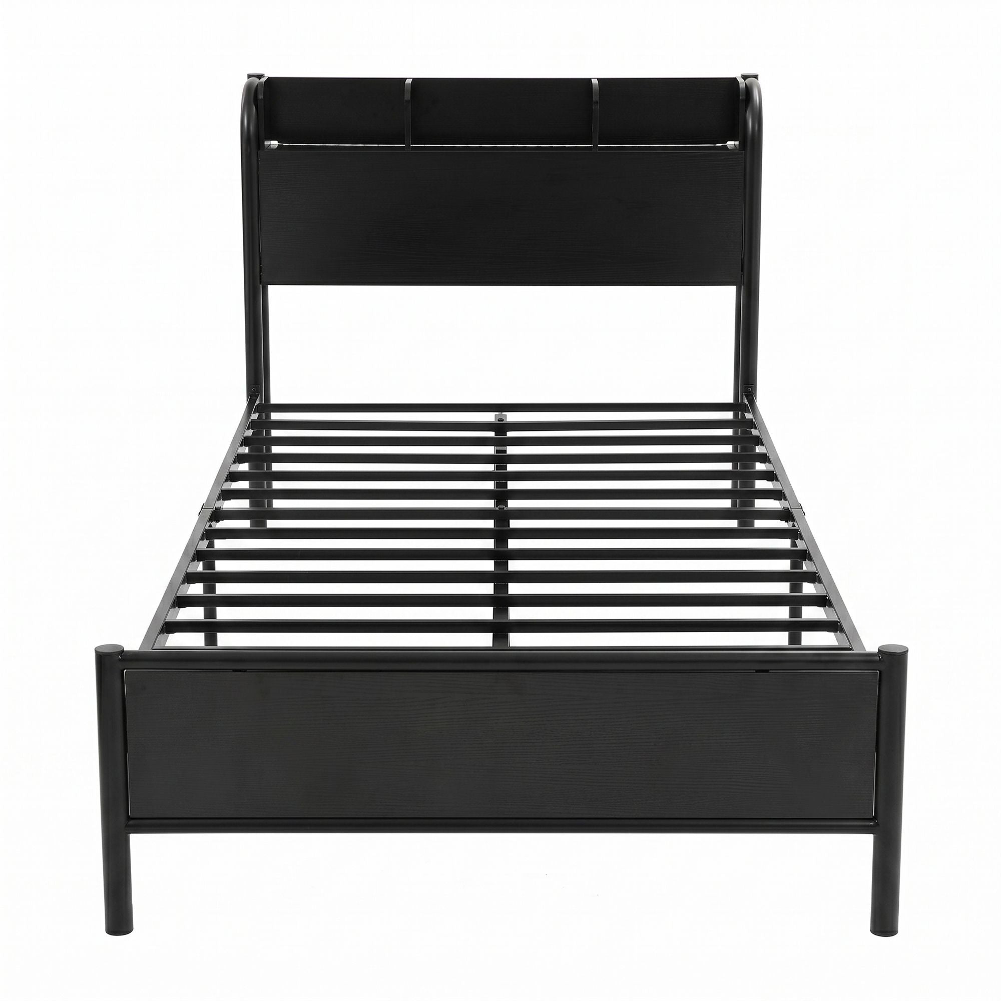 Single Bed Frame LED Charging Station Black | Simpledeals