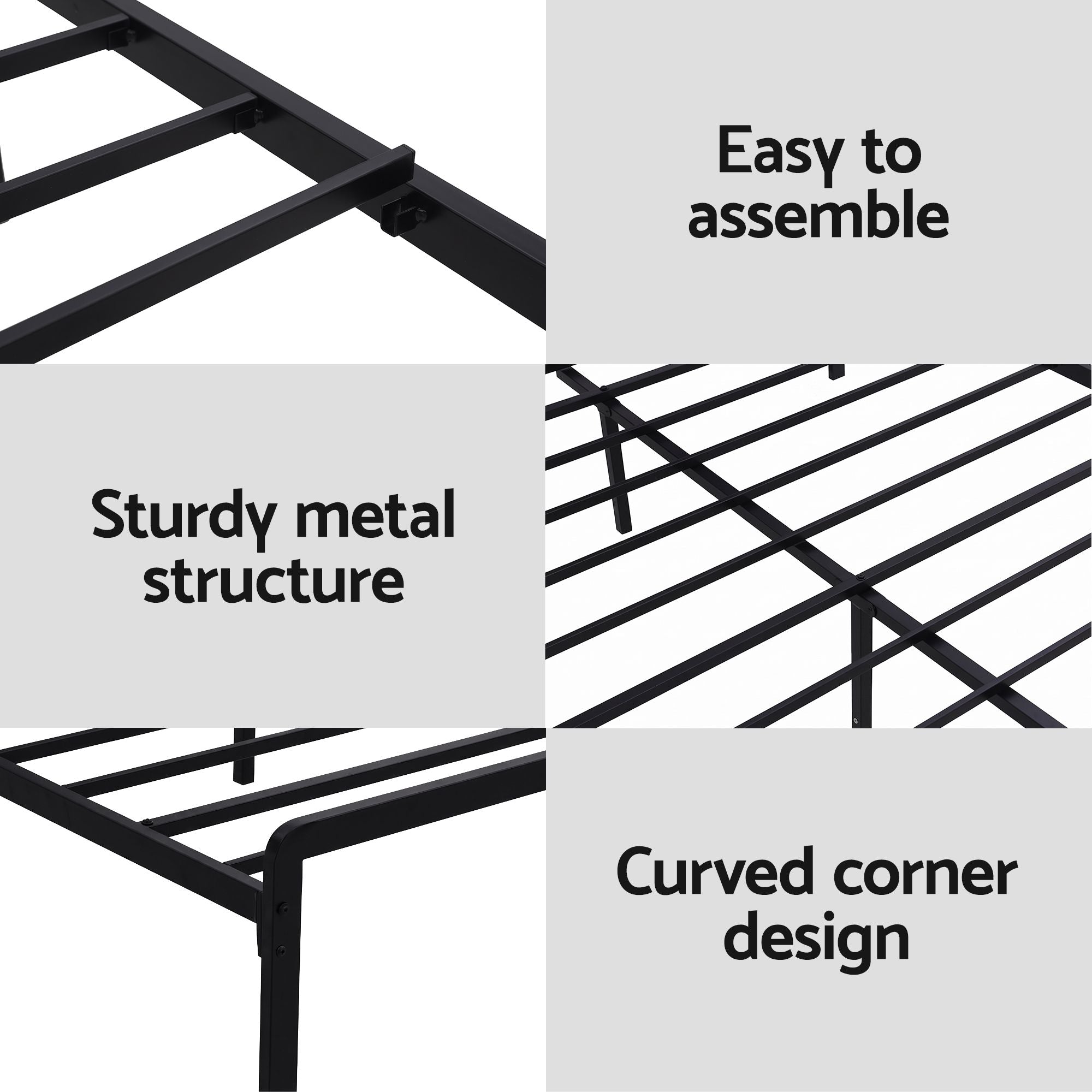 Queen LED Bed Frame Charging Station Black | Simpledeals