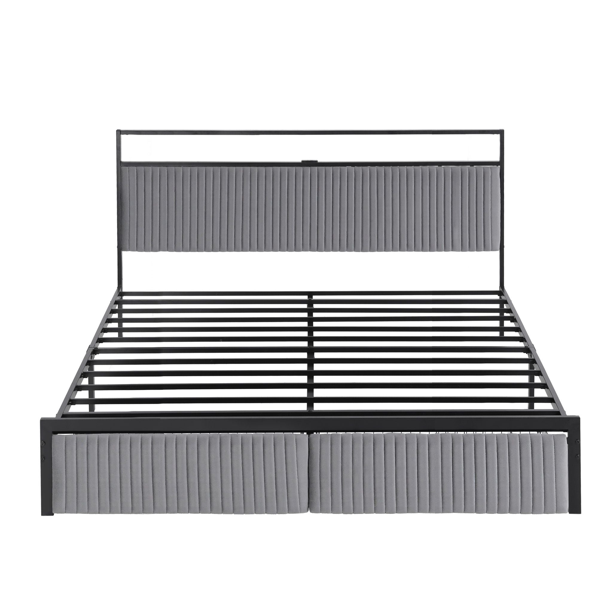 King Bed Frame LED Charging Station 2 Drawers | Simpledeals