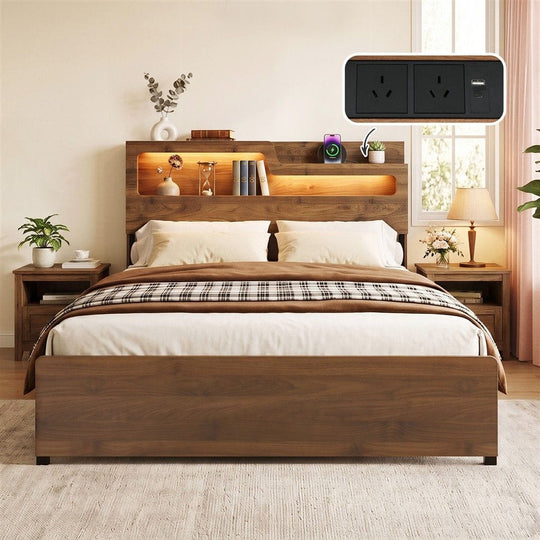 Double Bed Frame Metal Storage 190x137cm
