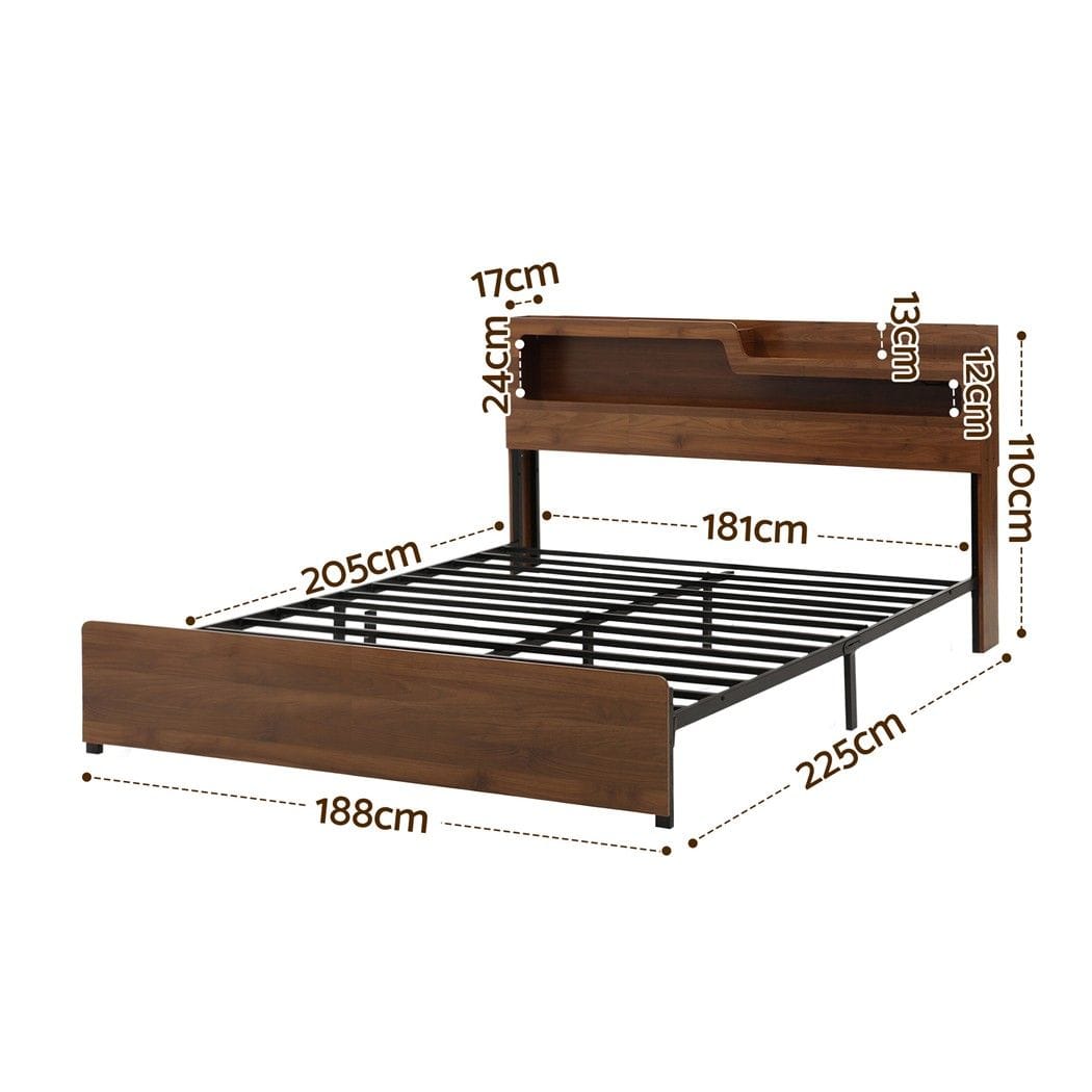 King Bed Frame Metal Storage 203x183cm