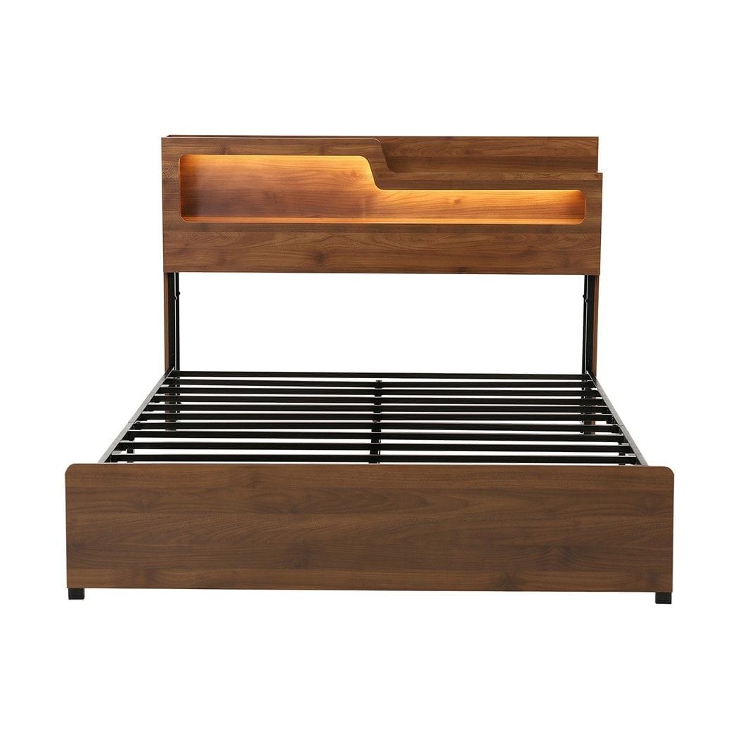 Queen Bed Frame Metal Storage 203x153cm