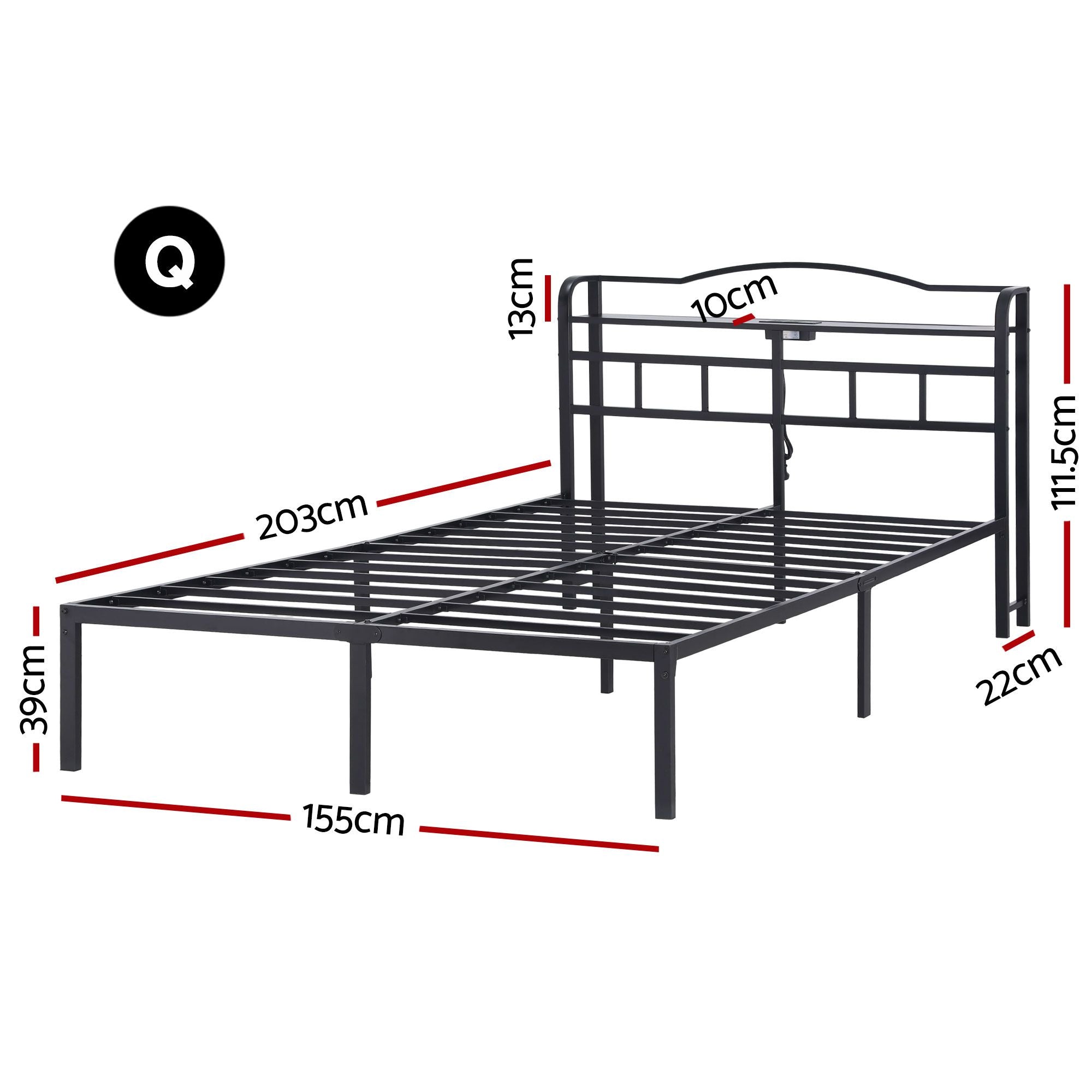 Queen Bed Frame Charging Station USB Ports | Simpledeals