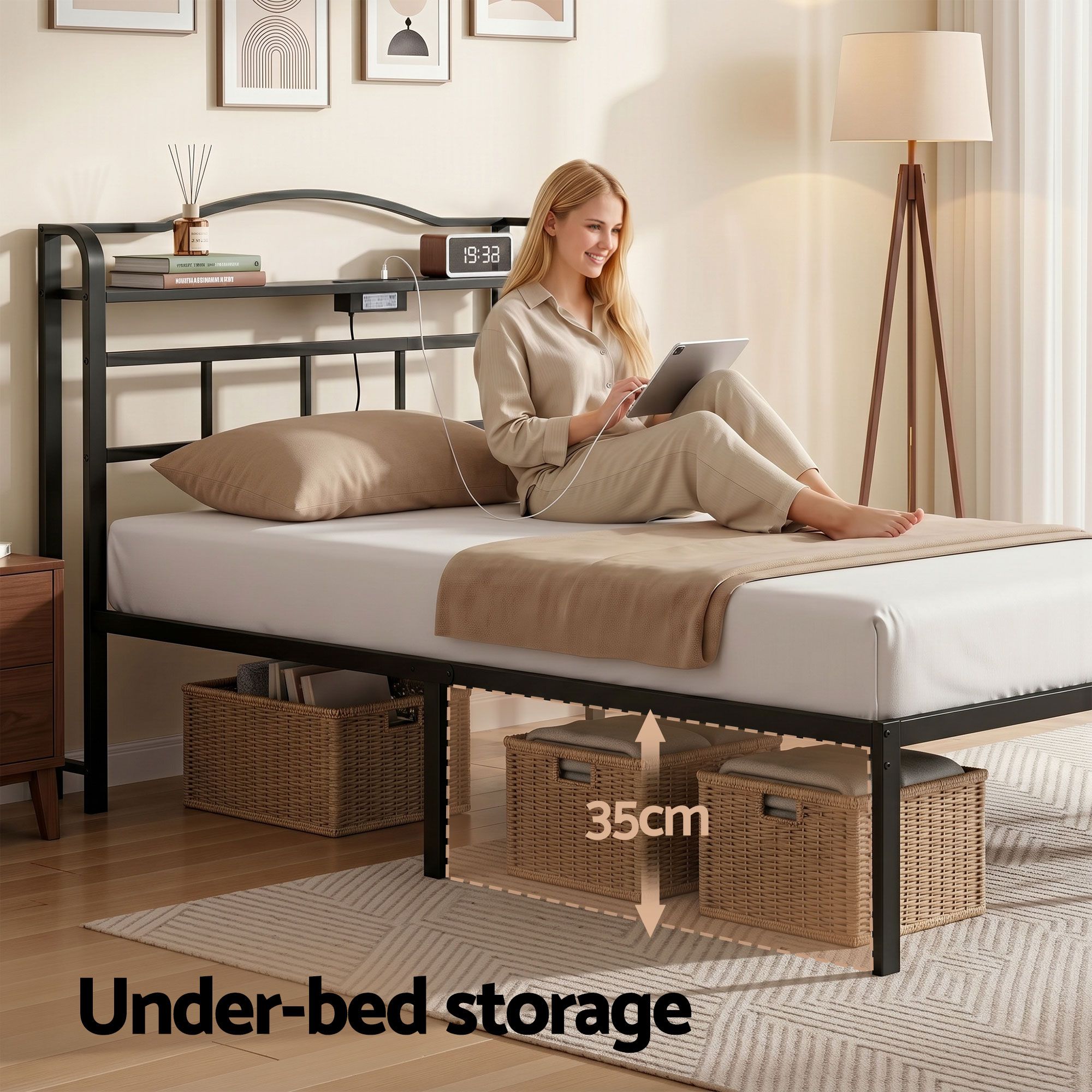Single Bed Frame Charging Station USB | Simpledeals