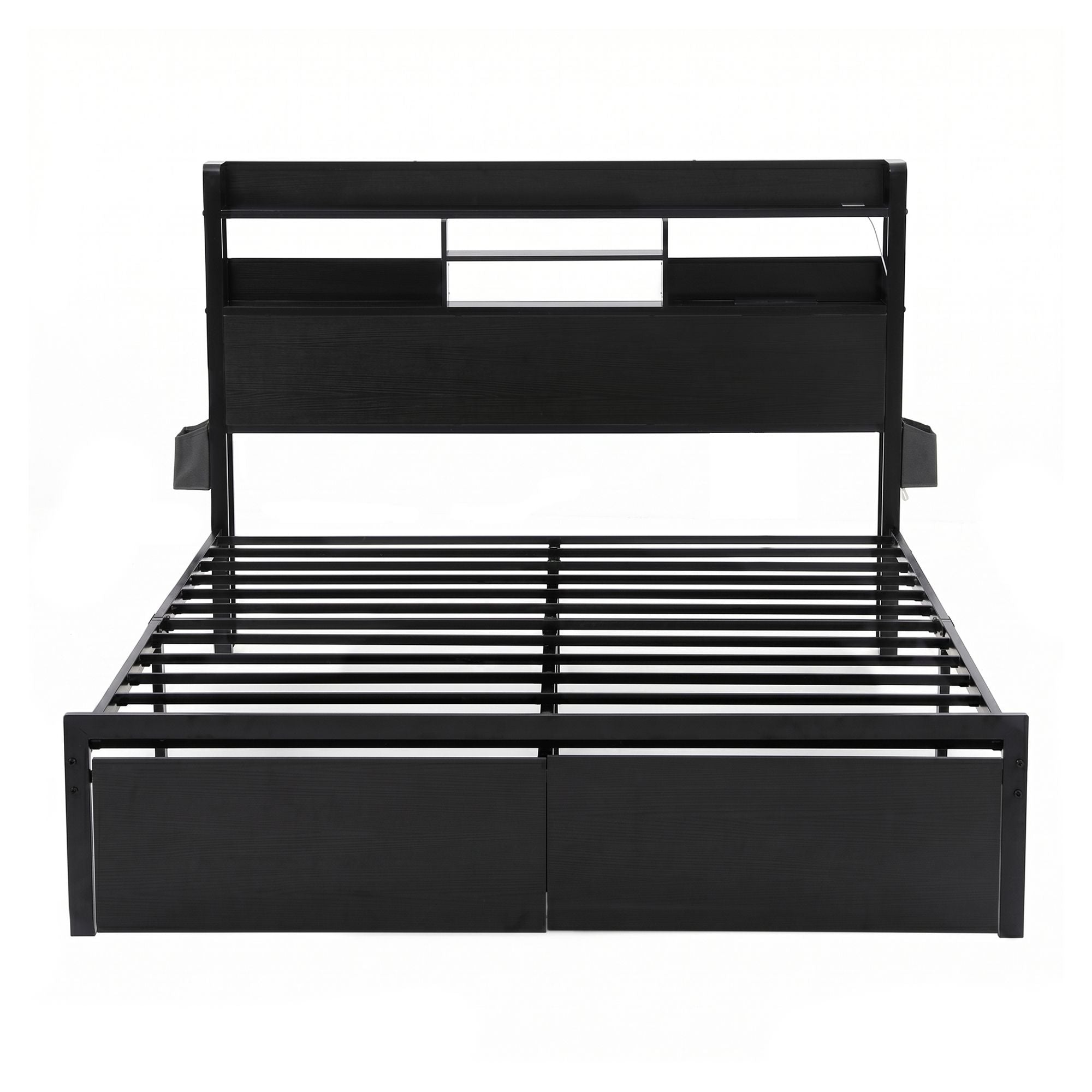 Double Bed Frame LED Drawers Charging Station | Simpledeals