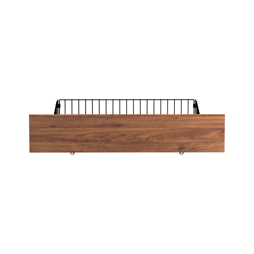 2x Storage Drawers with Wheels Metal Brown Bed Frame