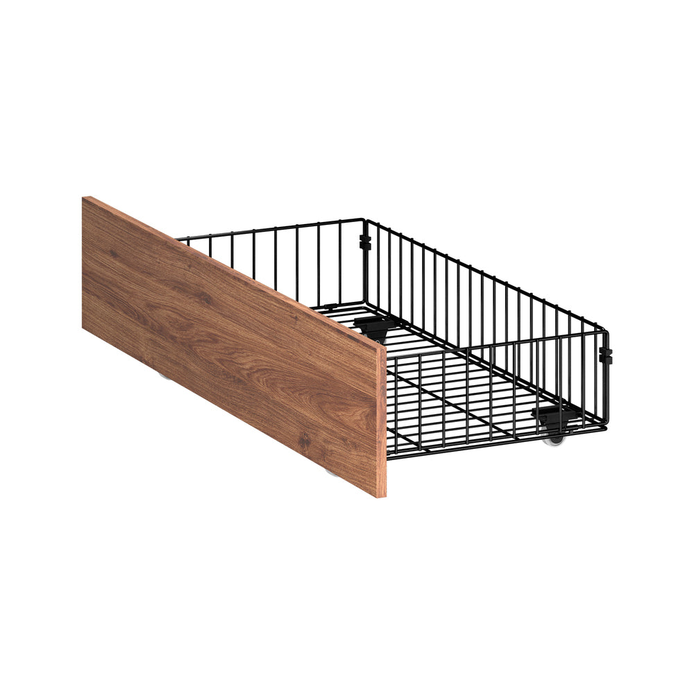 2x Storage Drawers with Wheels Metal Brown Bed Frame