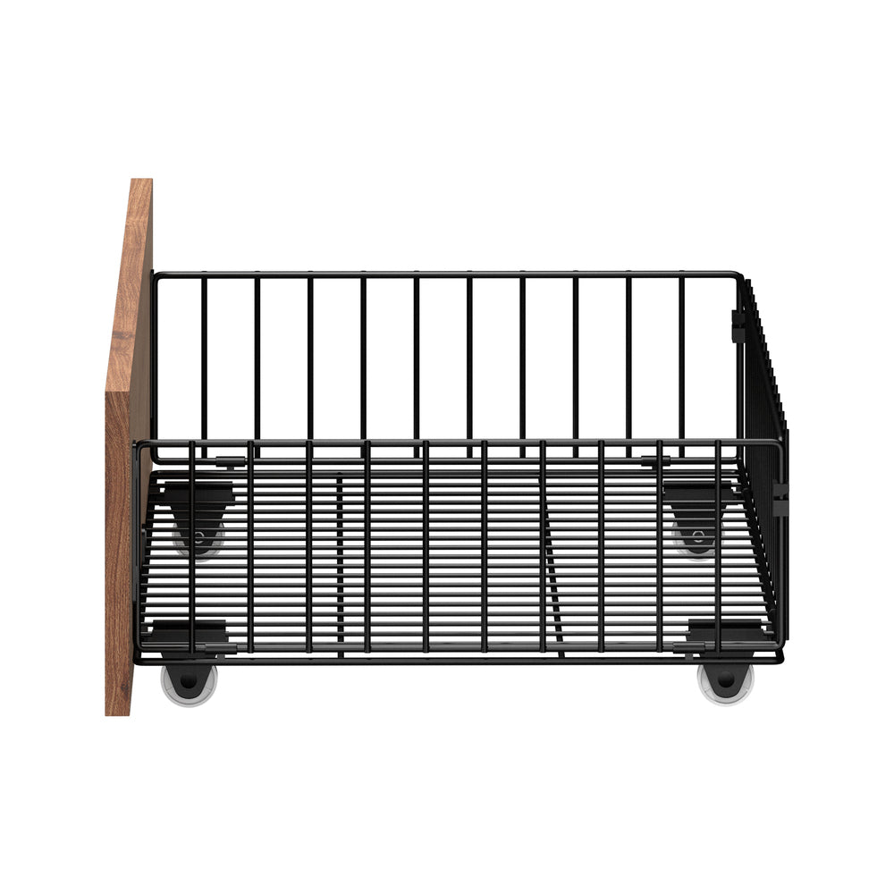 2x Storage Drawers with Wheels Metal Brown Bed Frame