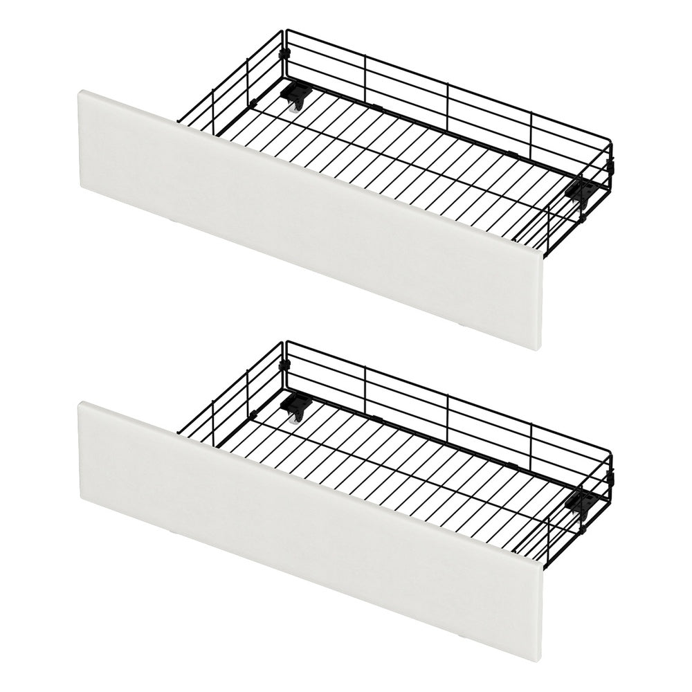 Bed Frame With Trundle Storage Metal Drawers White 2&4 Draws