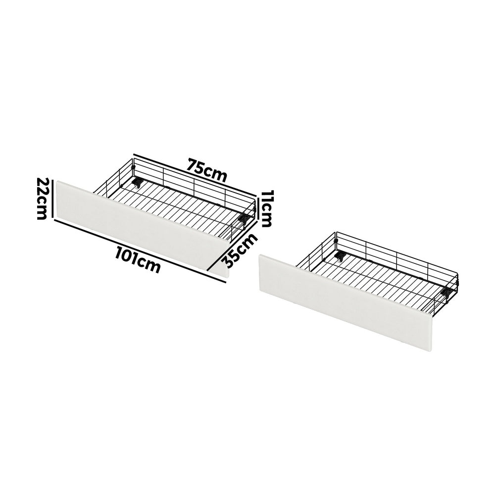 Bed Frame With Trundle Storage Metal Drawers White 2&4 Draws