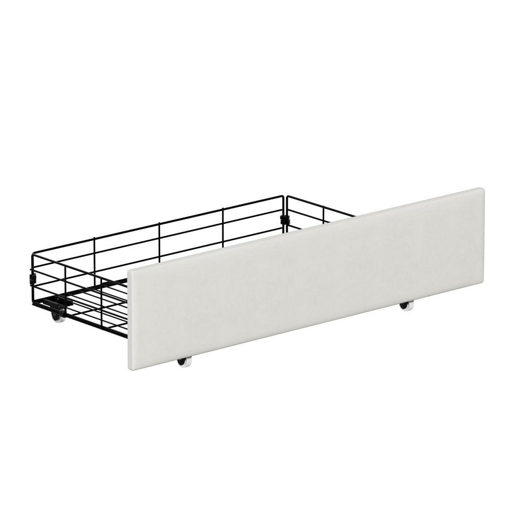 Bed Frame With Trundle Storage Metal Drawers White 2&4 Draws