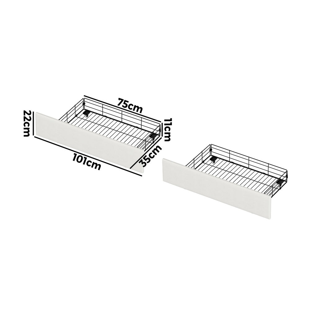 Bed Frame With Trundle Storage Metal Drawers White 2&4 Draws