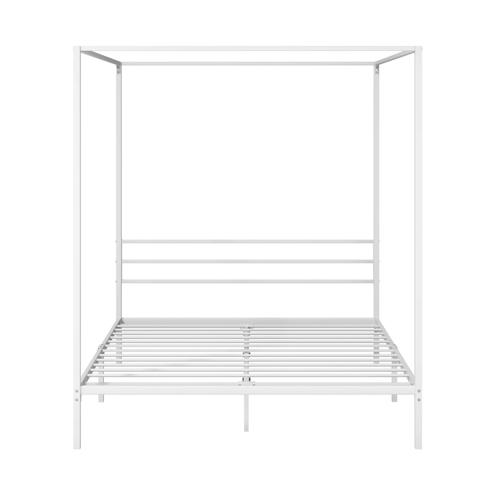 Metal Canopy Bed Frame Queen White | Simpledeals
