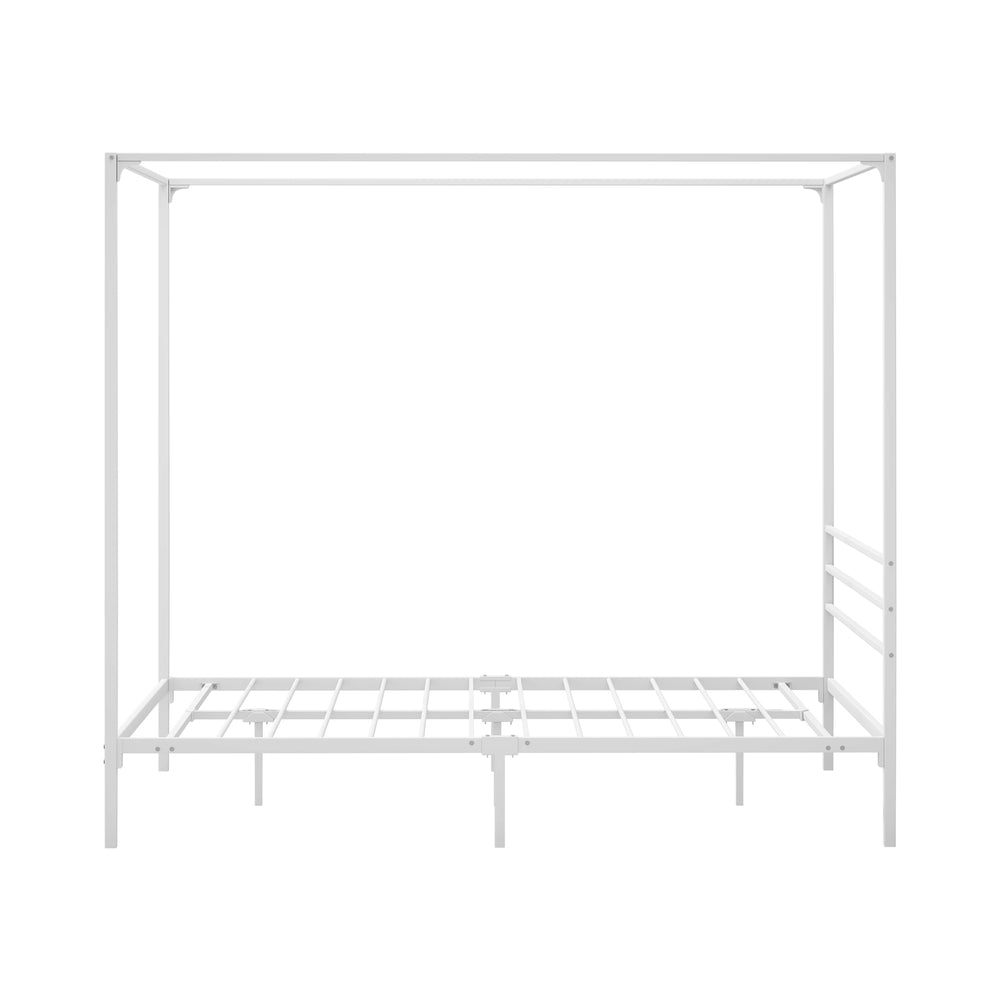 Metal Canopy Bed Frame Queen White | Simpledeals