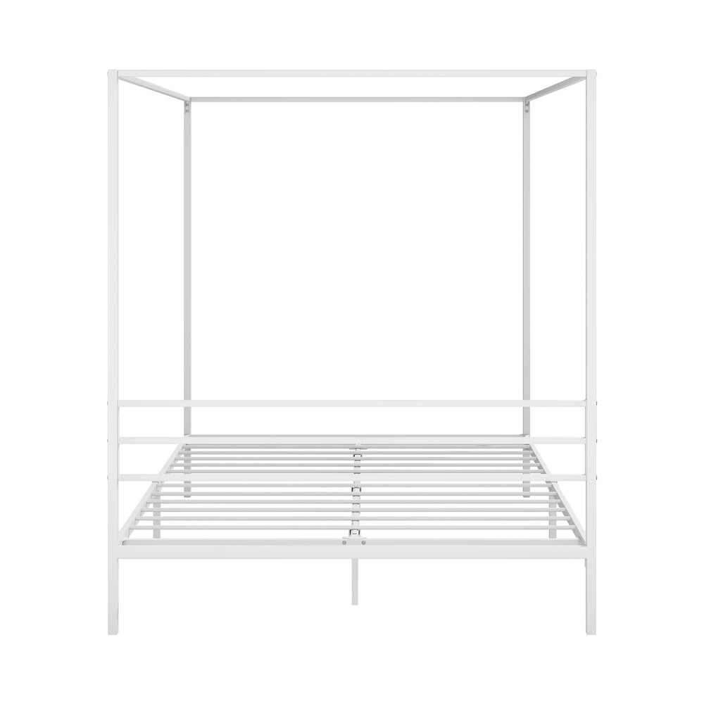 Metal Canopy Bed Frame Queen White | Simpledeals