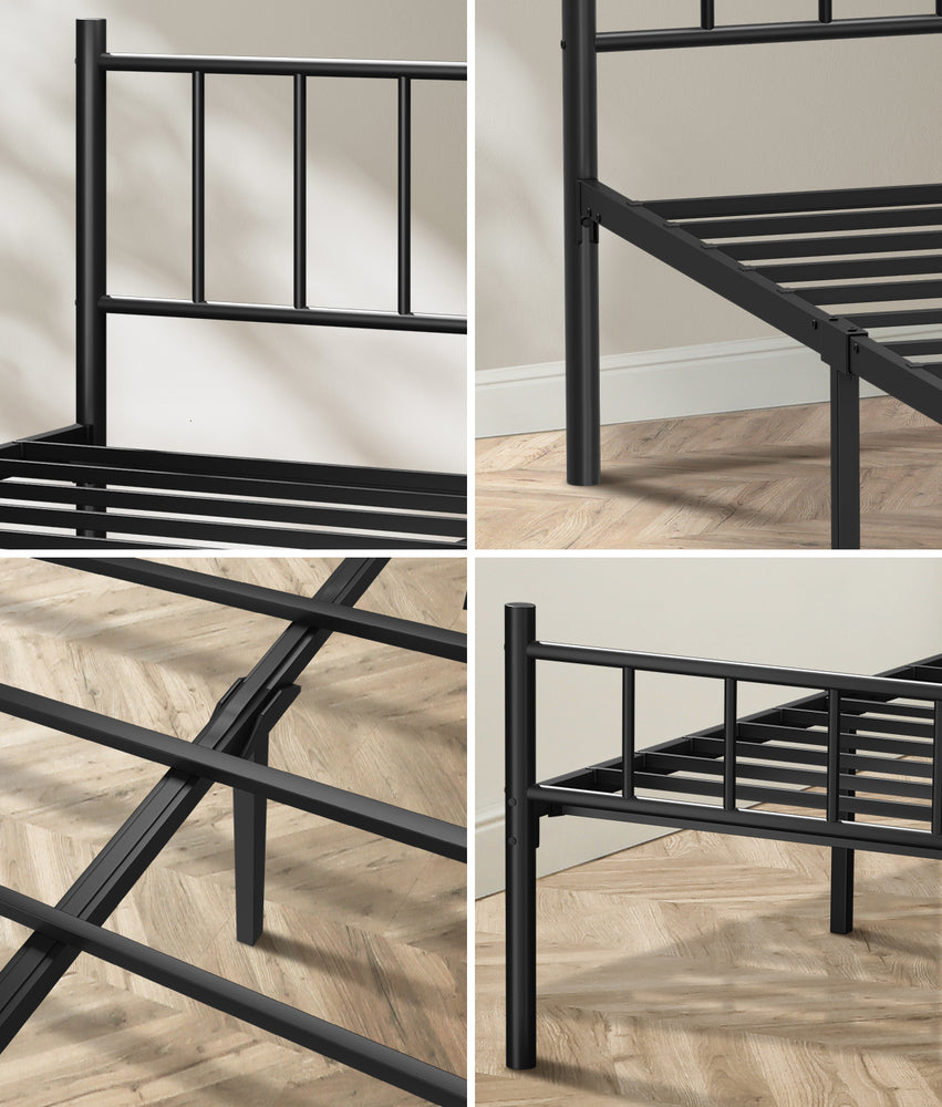 Bed Frame Queen Size Metal Base Platform Foundation Black
