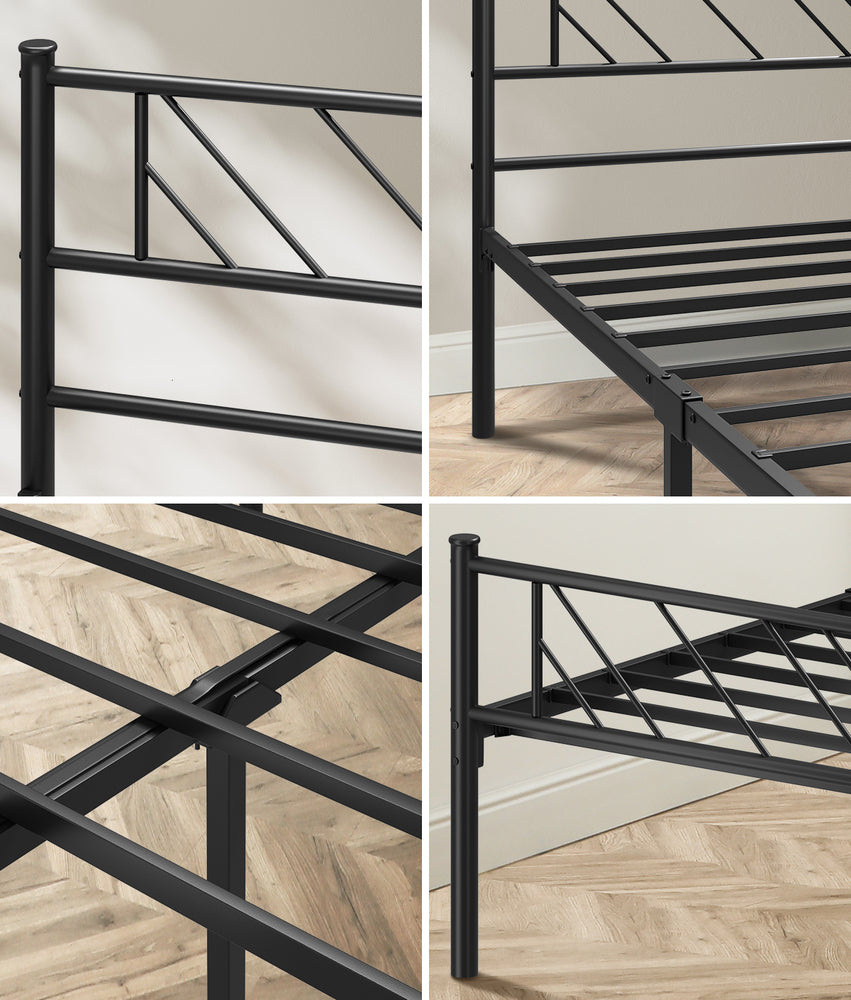 Metal Bed Frame Double Size Bed Base Platform Black SIS