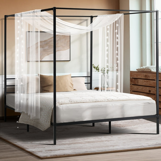 Metal Canopy Bed Frame Platform Queen Size