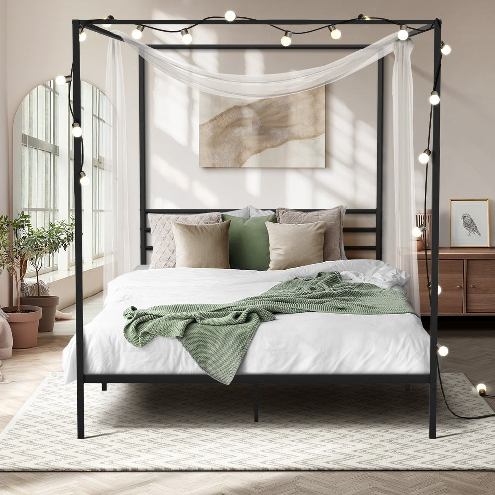 Metal Canopy Bed Frame Platform Queen Size