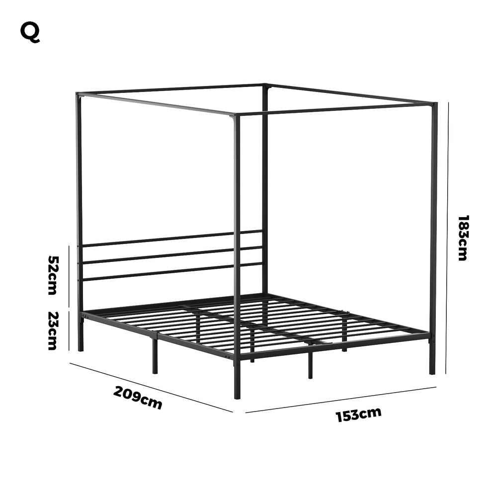 Metal Canopy Bed Frame Platform Queen Size