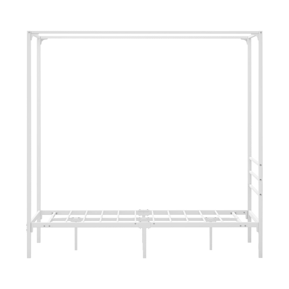 Metal Canopy Bed Frame Single Size Beds Platform White