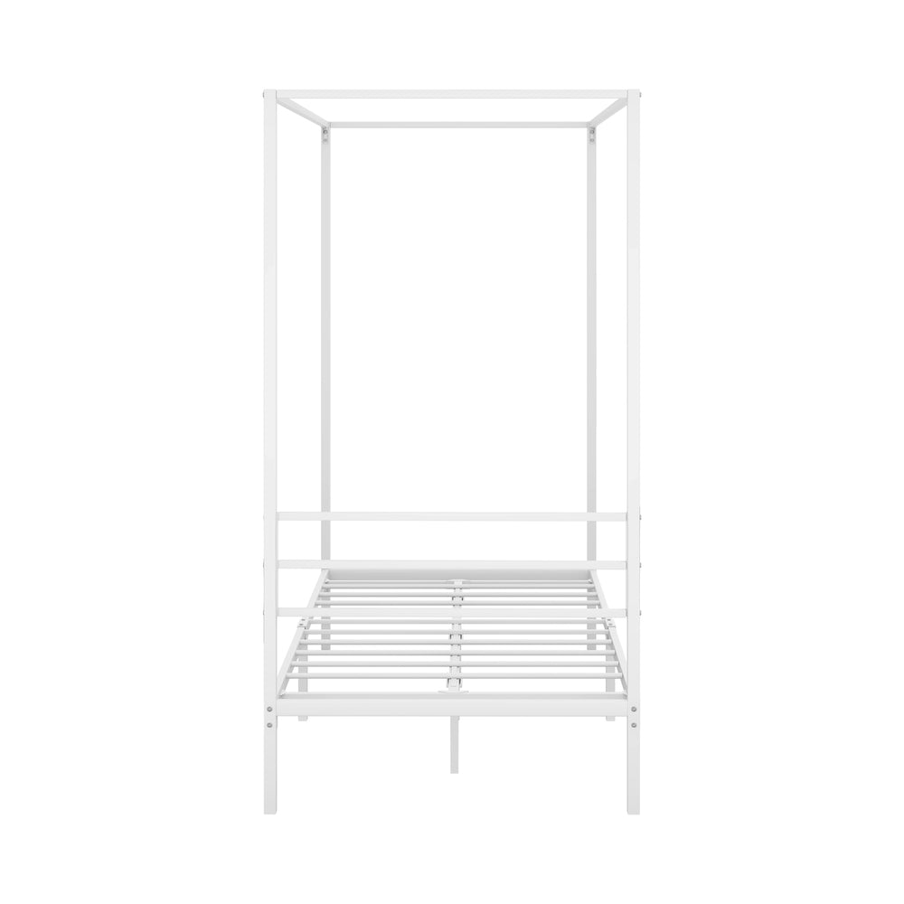 Metal Canopy Bed Frame Single Size Beds Platform White