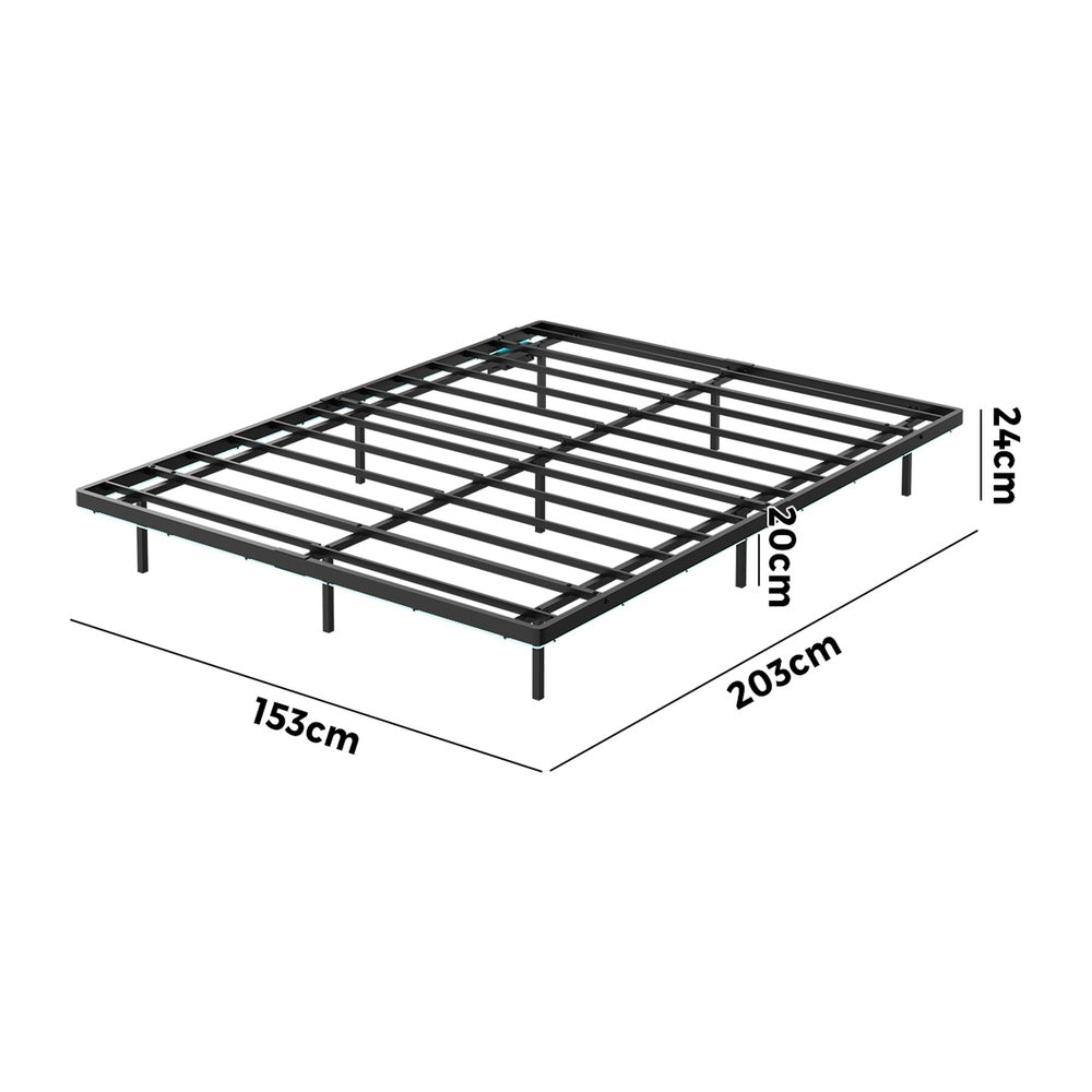 Metal Bed Frame Queen Size Black 203x153x24cm