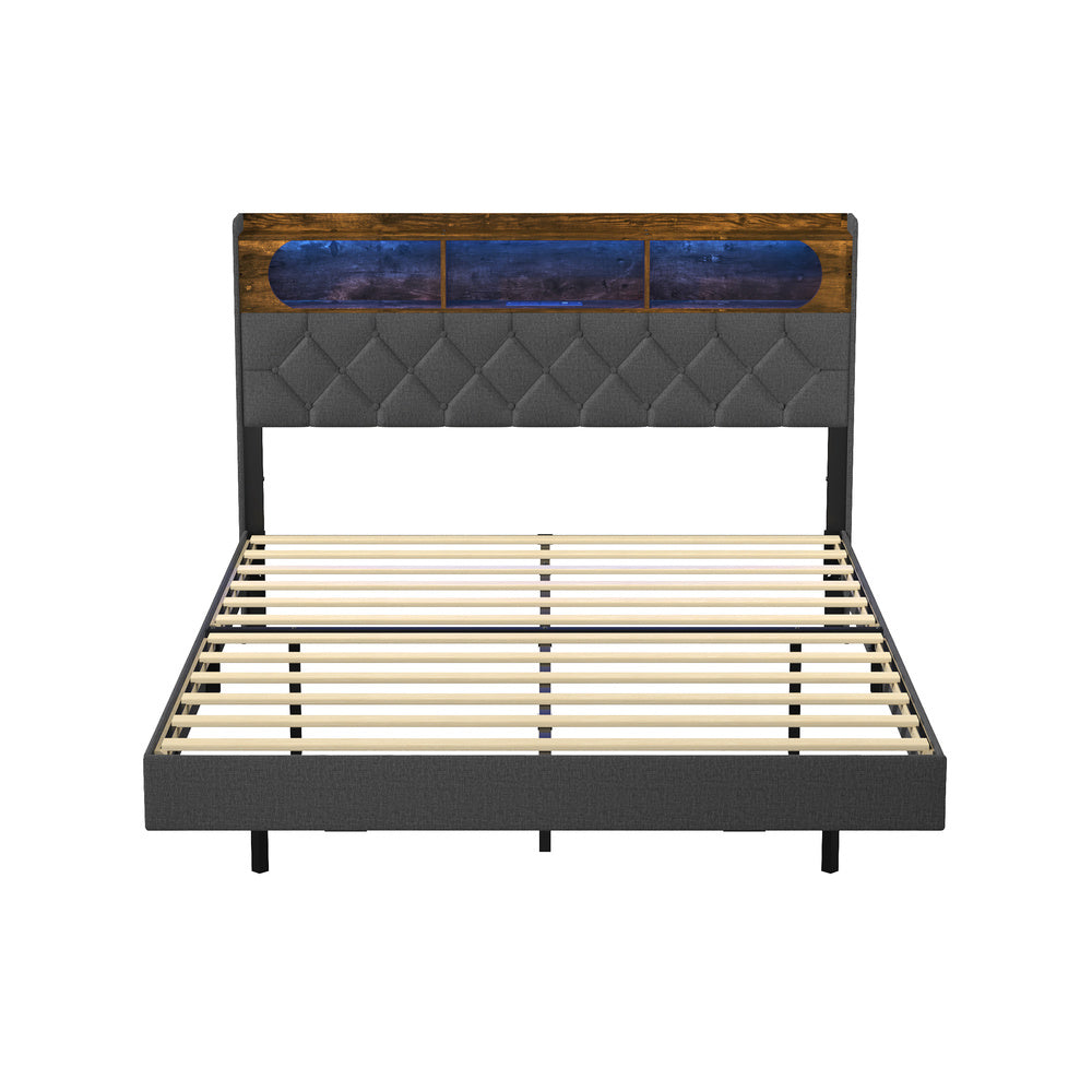 Queen Bed Frame With Led Headboard 219x154x109.5cm