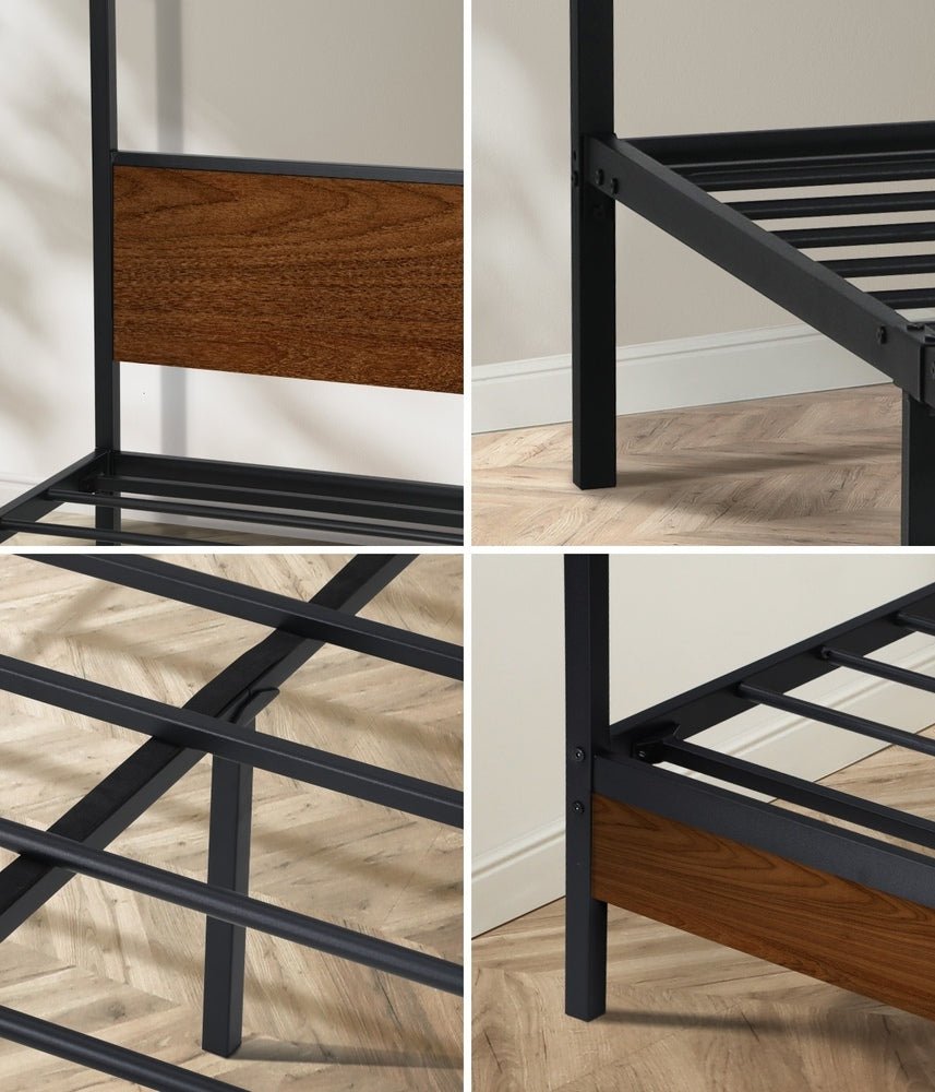 Metal Canopy Bed Frame Platform Design - Queen Size