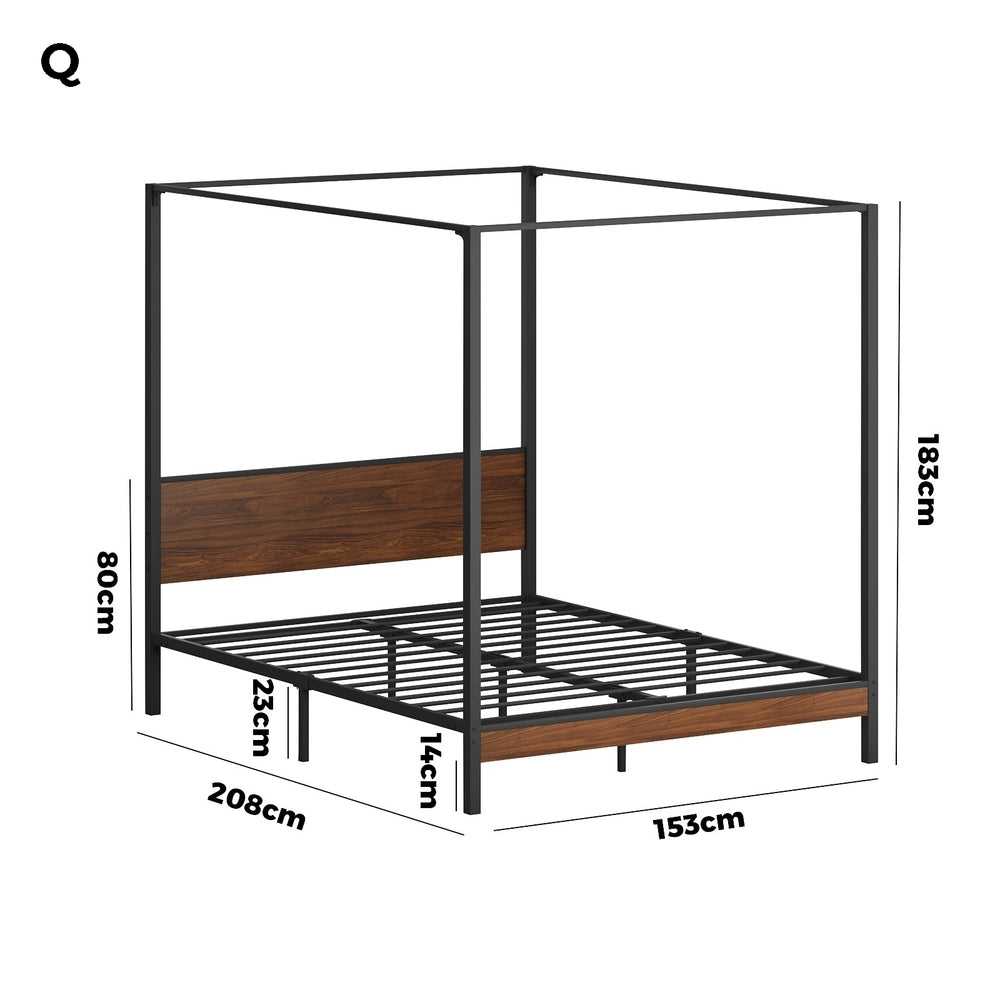 Metal Canopy Bed Frame Platform Design - Queen Size