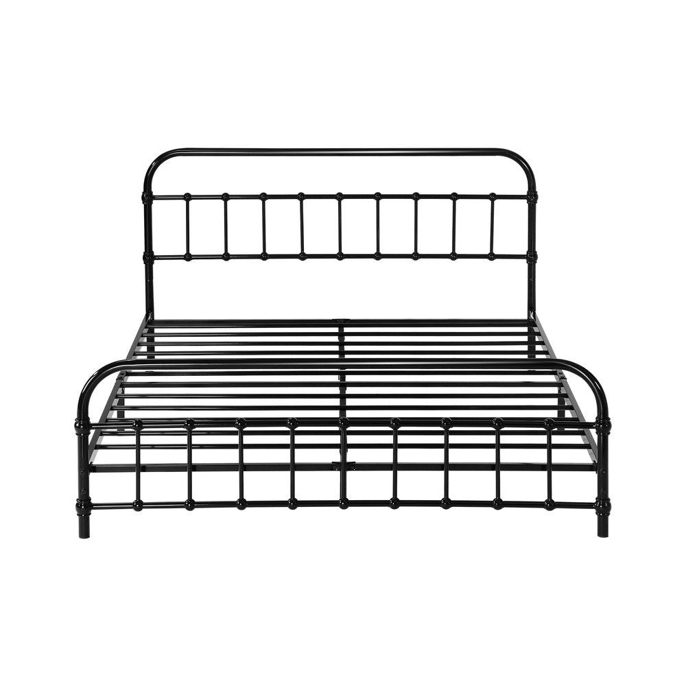 Railing Style Metal Bed Frame with Black Steel