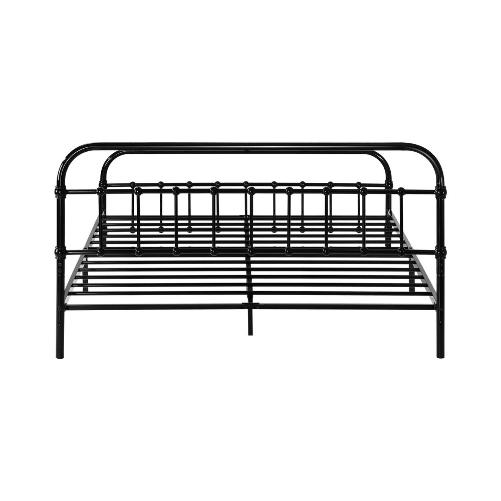 Railing Style Metal Bed Frame with Black Steel