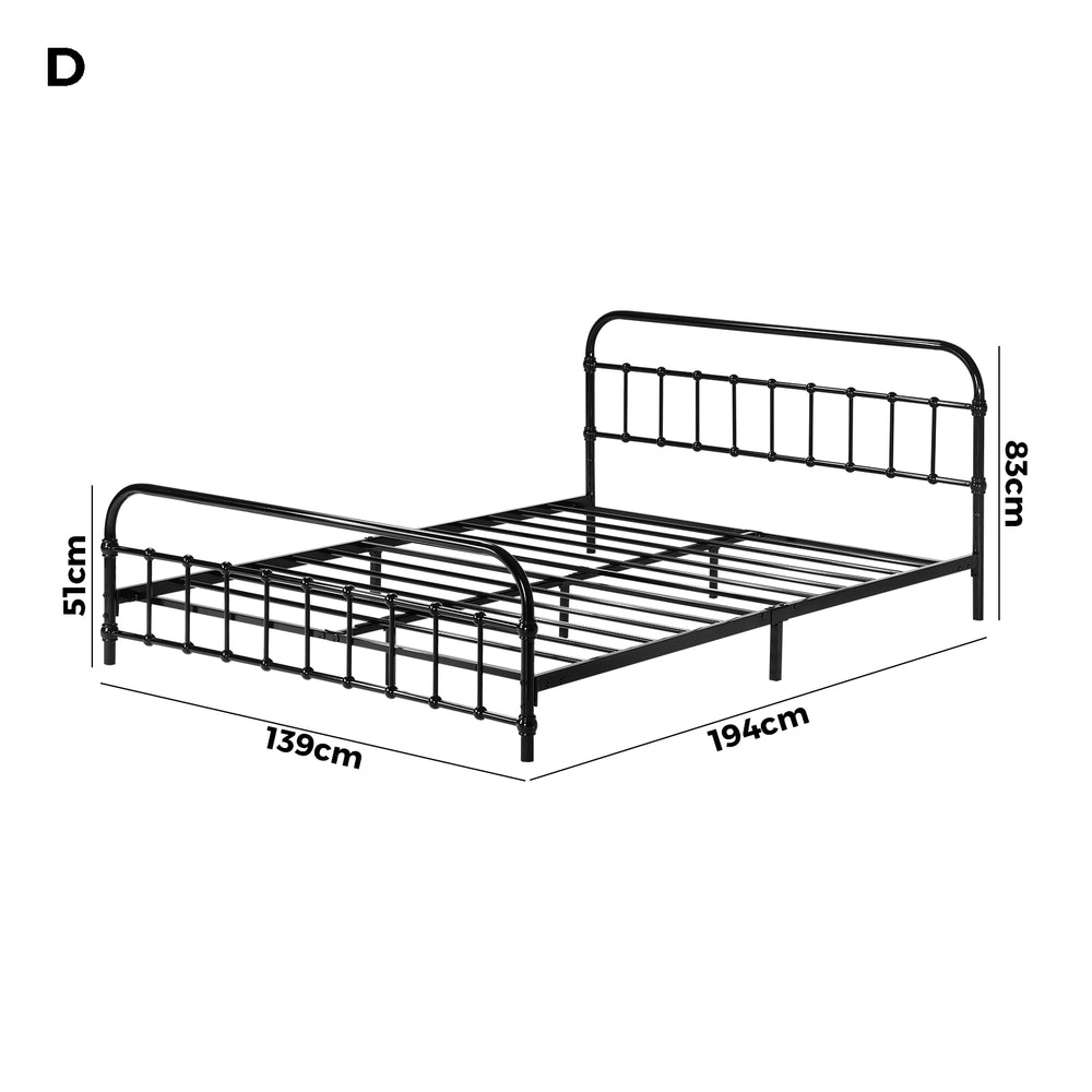 Railing Style Metal Bed Frame with Black Steel