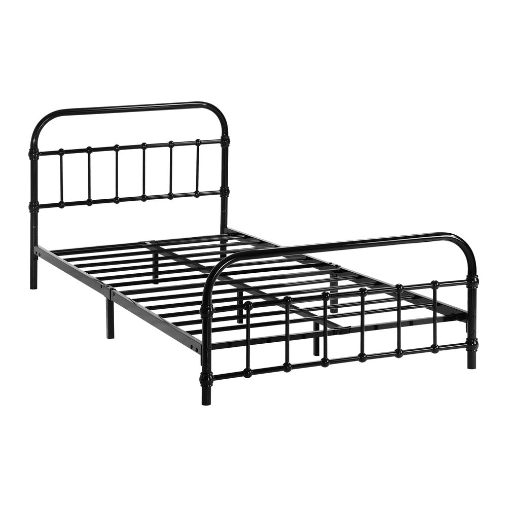 Railing Style Metal Bed Frame with Black Steel