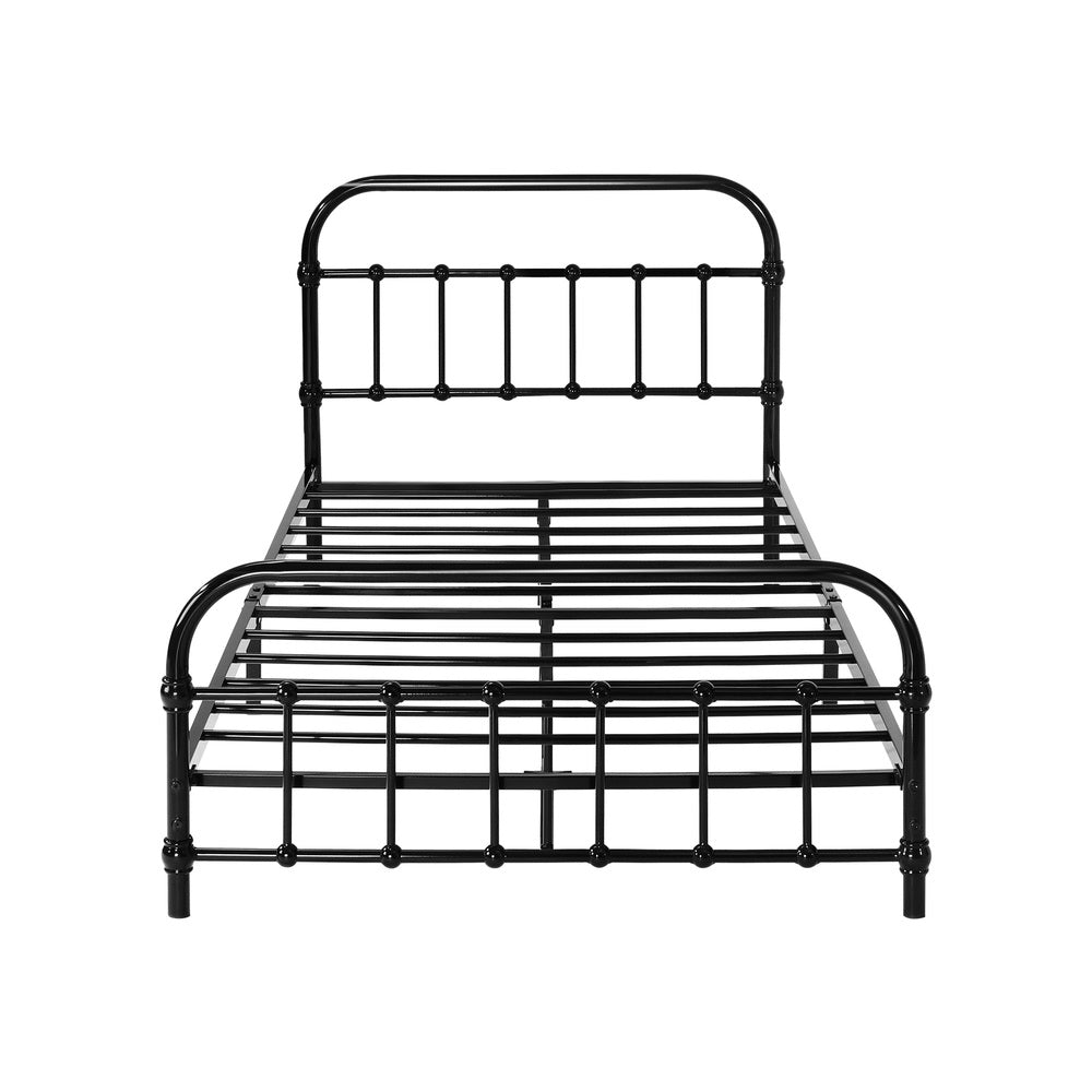Railing Style Metal Bed Frame with Black Steel