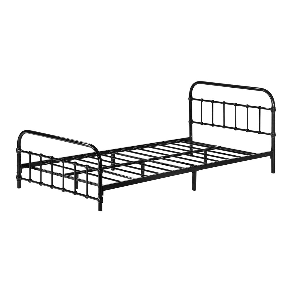Railing Style Metal Bed Frame with Black Steel