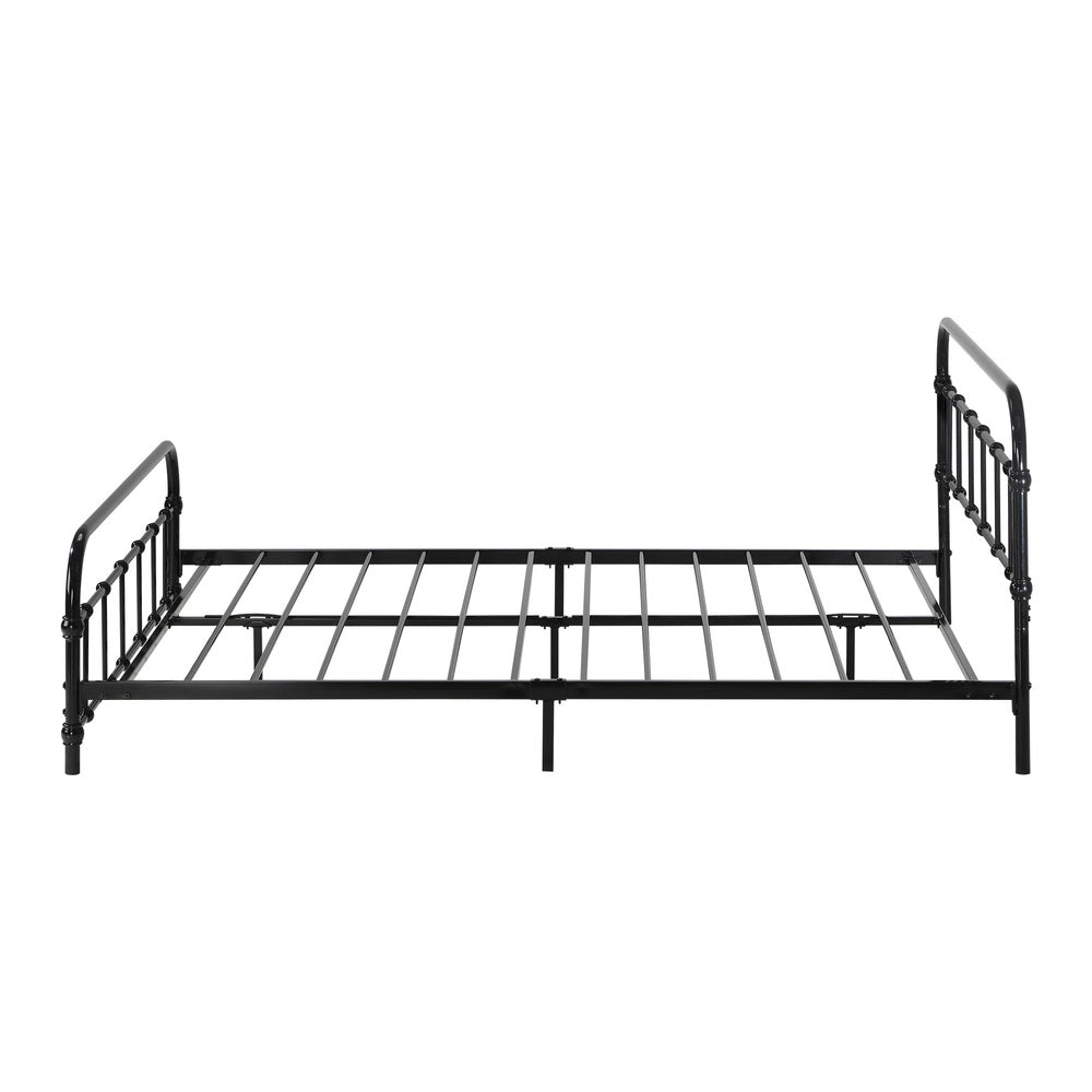 Railing Style Metal Bed Frame with Black Steel
