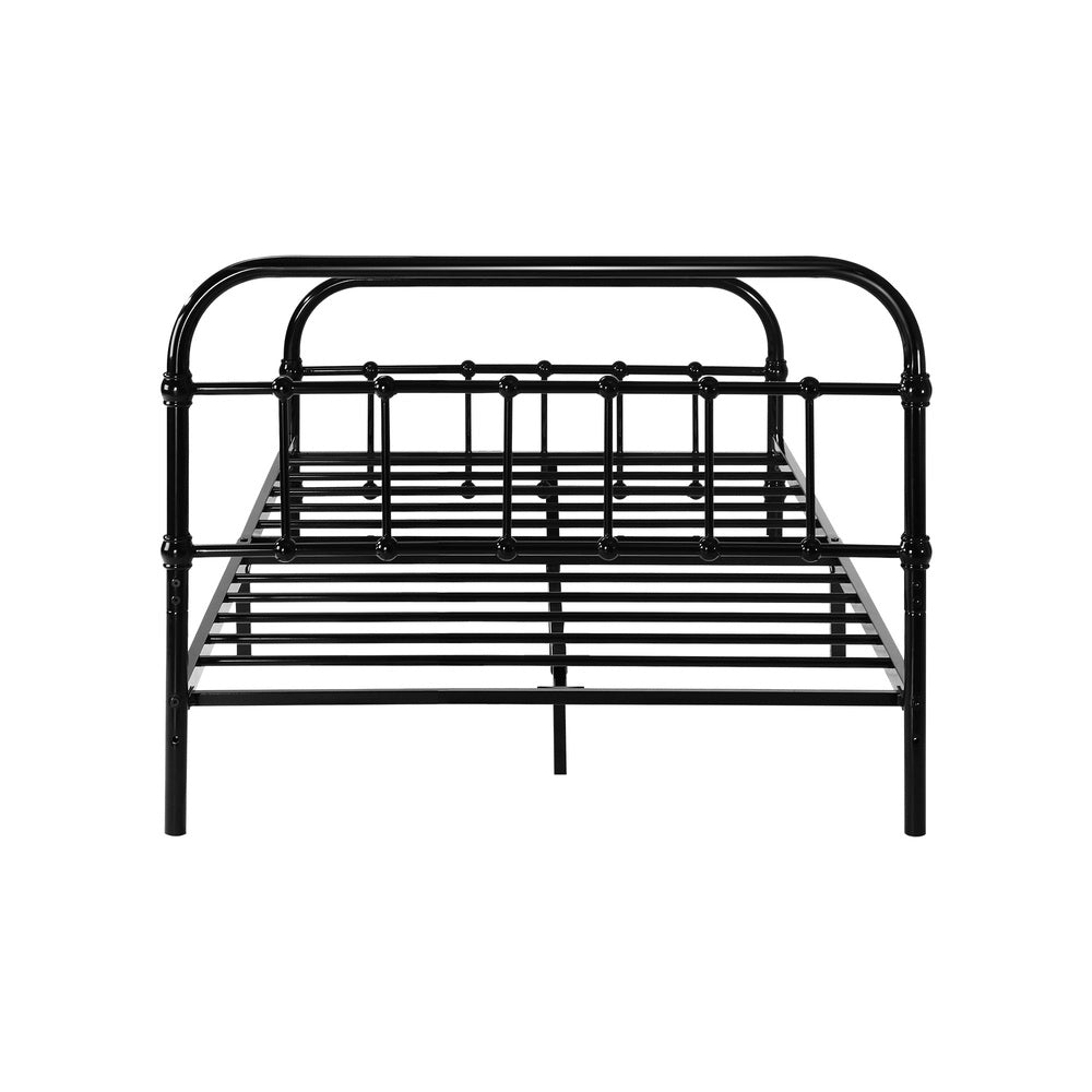 Railing Style Metal Bed Frame with Black Steel