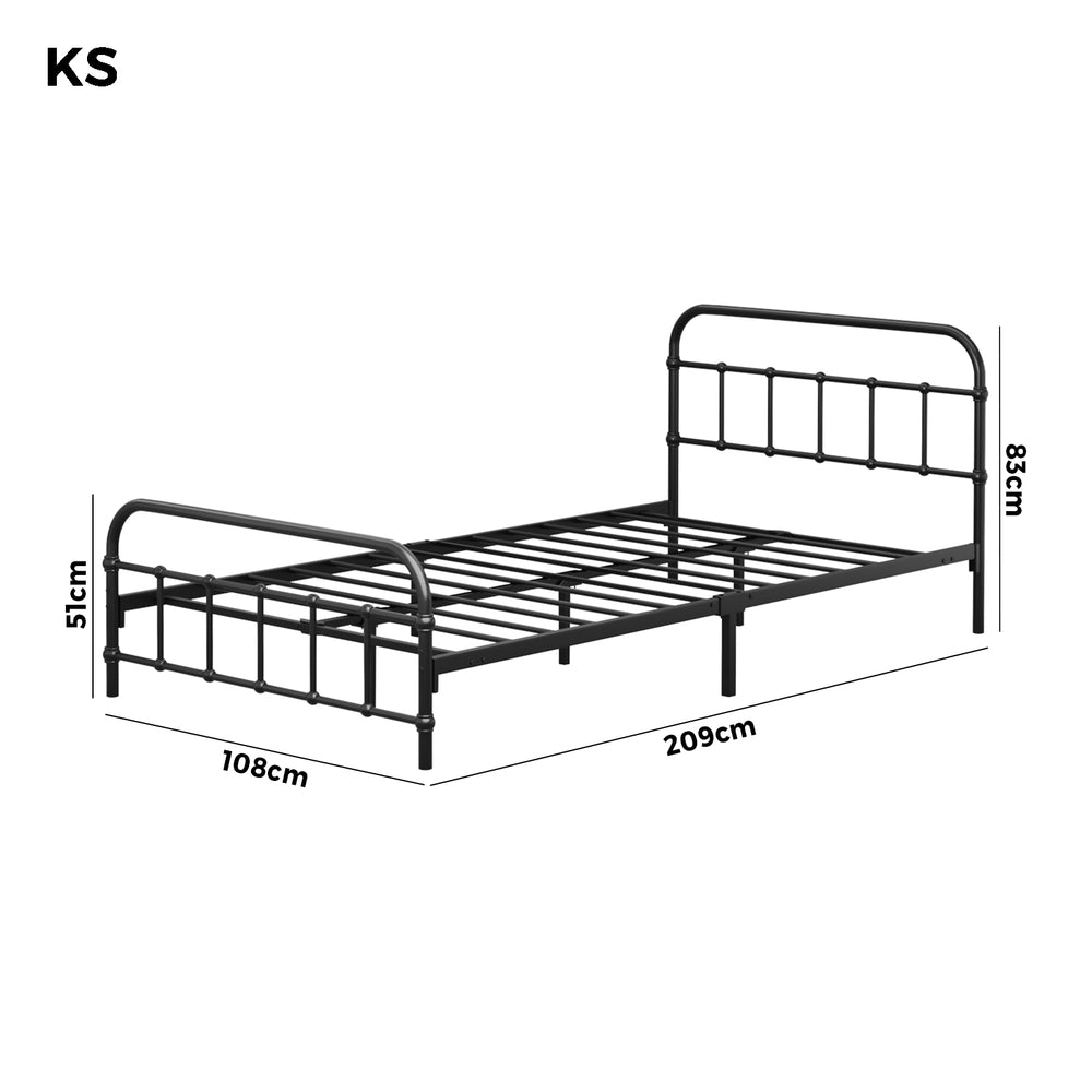 Railing Style Metal Bed Frame with Black Steel