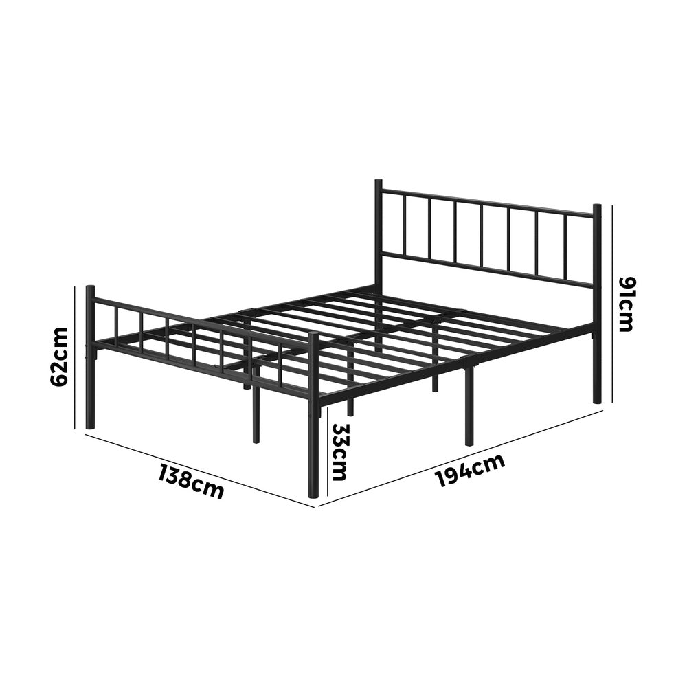 Double/King Single/Queen Metal Bed Frame Platform Black Steel Base Design for Bedroom