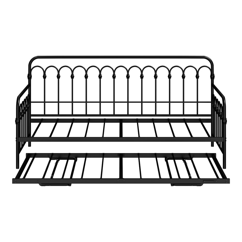 Trundle Bed Frame Daybed Metal Base Black Single