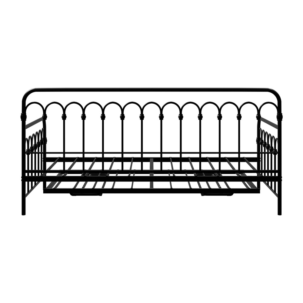 Trundle Bed Frame Daybed Metal Base Black Single