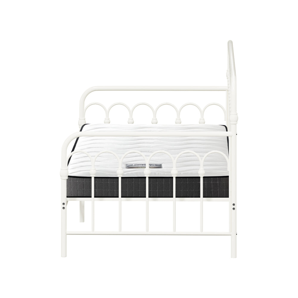 Metal Daybed Frame Single Sofa Bed with 13cm Mattress - Black & Beige