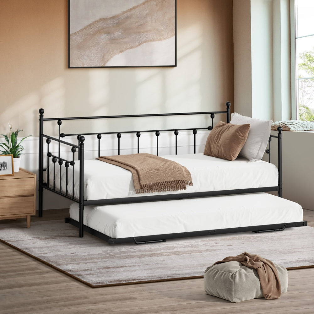 Metal Trundle Bed Frame Single 197x97x95cm