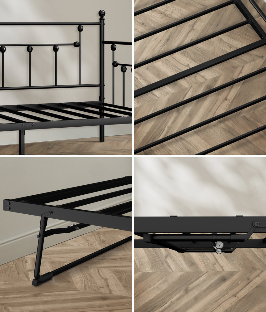 Metal Trundle Bed Frame Single 197x97x95cm