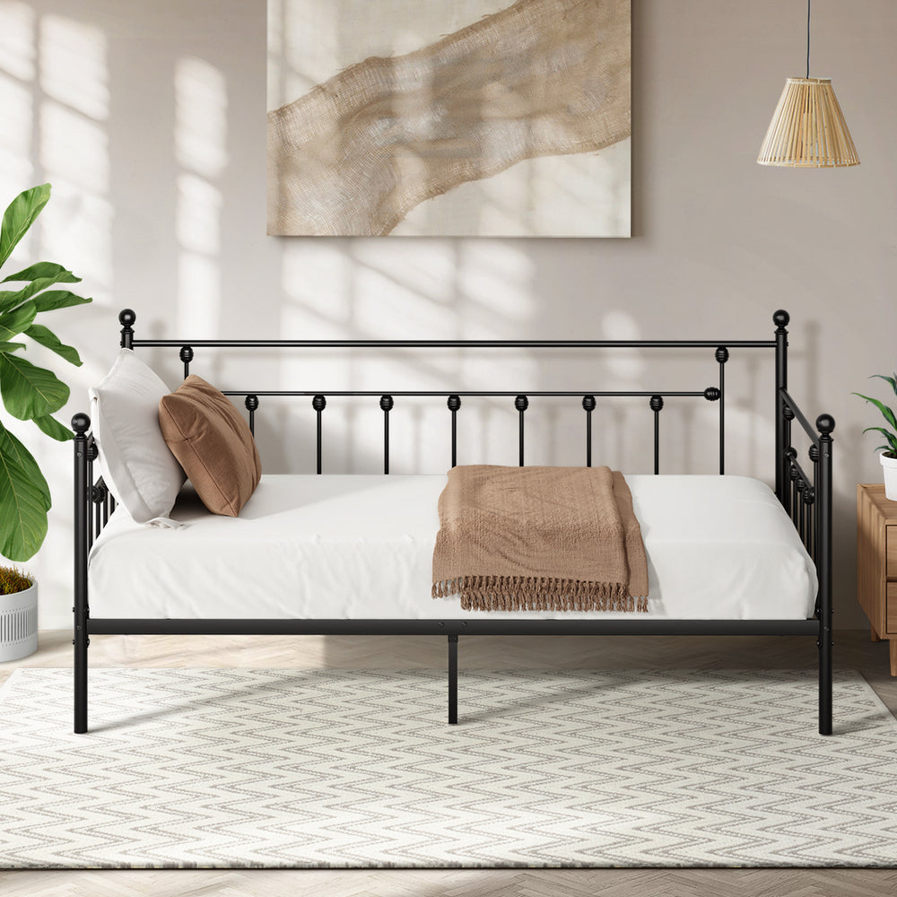 Metal Daybed Frame Single Size Steel Slat Sofa Bed