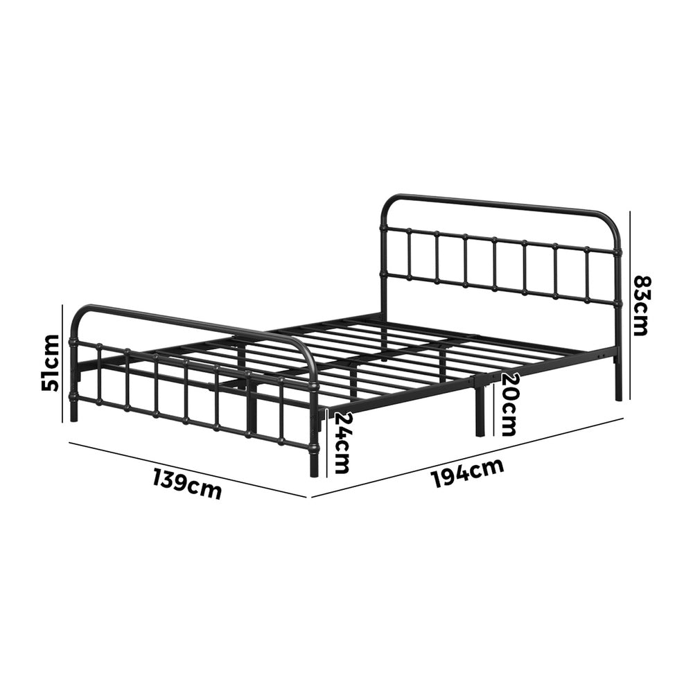 Double Metal Bed Frame Black Platform Base | Simpledeals